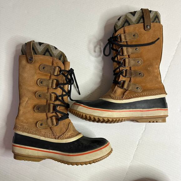 7.5 Sorel Joan of Arctic Knit II Waterproof Winter Snow Boots Elk Brown Gorpcore - Picture 2 of 6